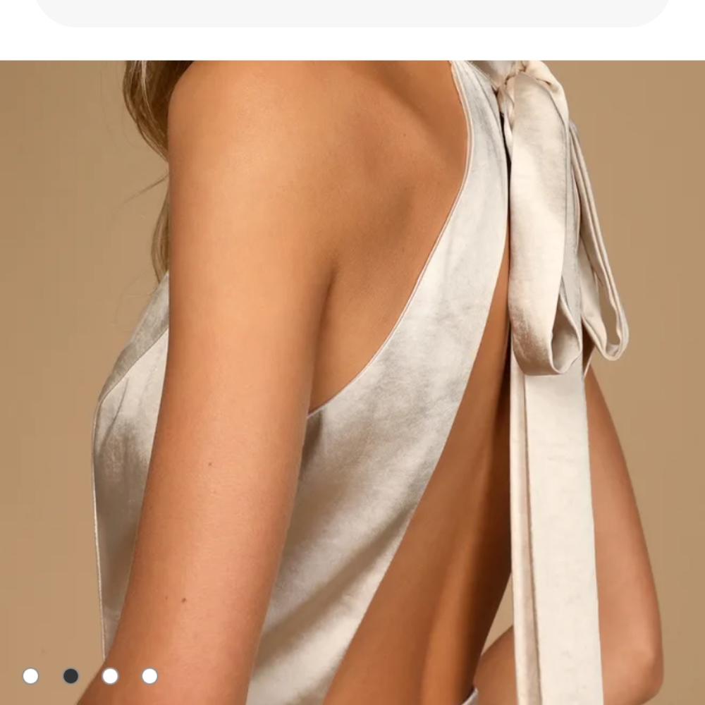 Lulu's Cream Satin Back-Tie Jumpsuit